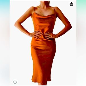 Spaghetti Strap Cowl Neck Midi